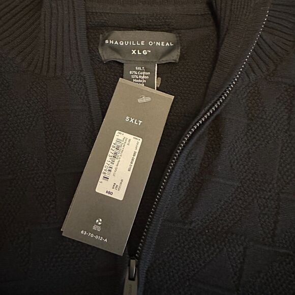 Shaquille O'Neal Mens XLG Quarter Zip Long Sleeve Black Sweater 5XLT $80 NWT - Picture 2 of 8